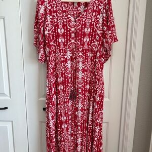 Knox Rose Red and White Flutter Sleeve Sundress